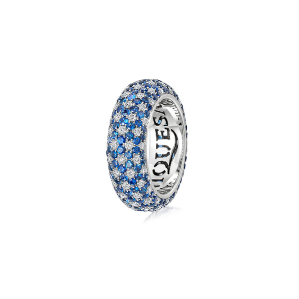 Starlight Seven Row Blue Sapphire and Diamond Galaxy Ring