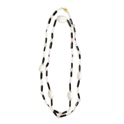 Peacock Necklace with Rock Crystal, Garnet, Onyx and Black Spinel in 18kt Yellow Gold