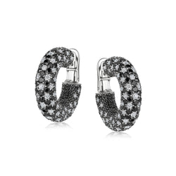 Starlight Large Black and White Diamond Galaxy Hoop Earrings