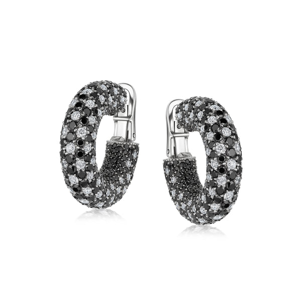 Starlight Large Black and White Diamond Galaxy Hoop Earrings