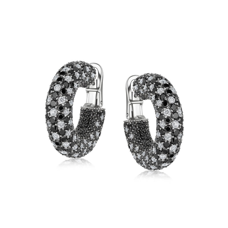Starlight Large Black and White Diamond Galaxy Hoop Earrings