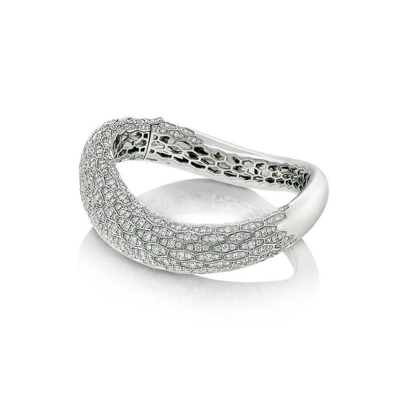Ophidian White Gold Diamond Bangle