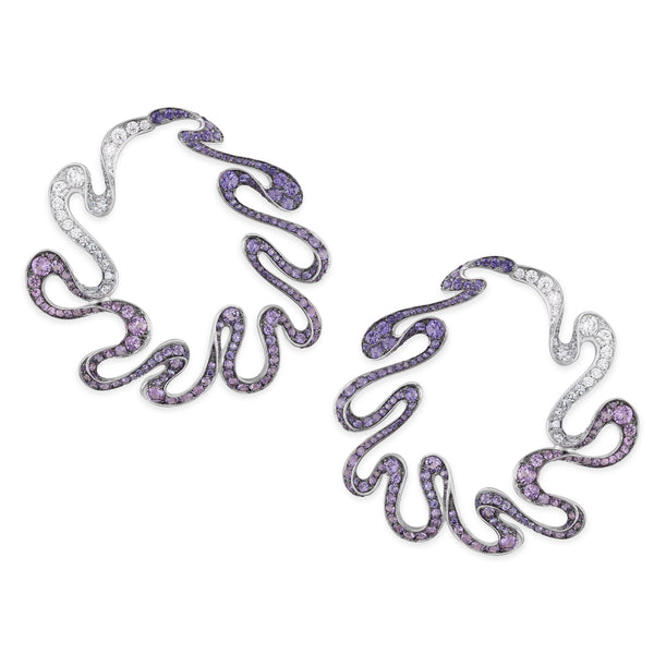 Danza Pink Sapphire and Diamonds Ribbon Earrings