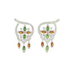 Stella Orange Sapphire and Tsavorite Earrings