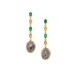 Venice Moretta Black and Golden Quartz Drop Earrings