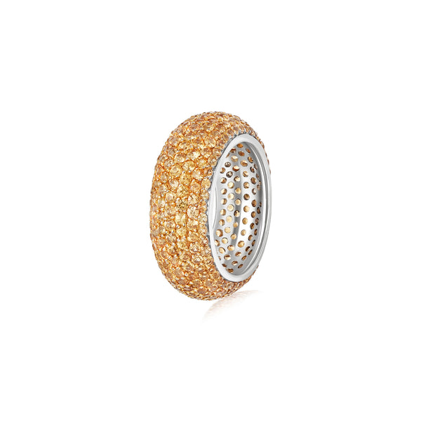 Starlight Seven Row Orange Sapphire White Gold Ring