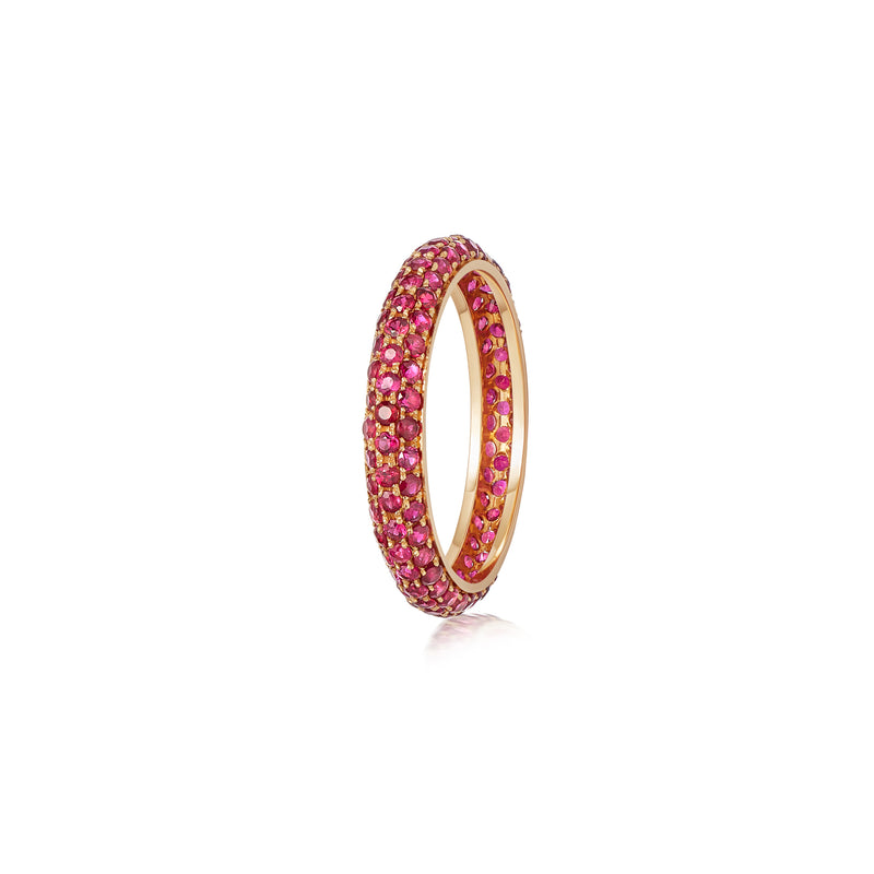 Starlight Three Row Ruby Rose Gold Ring