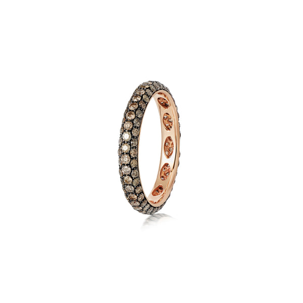 Starlight Three Row Brown Diamond Yellow Gold Ring