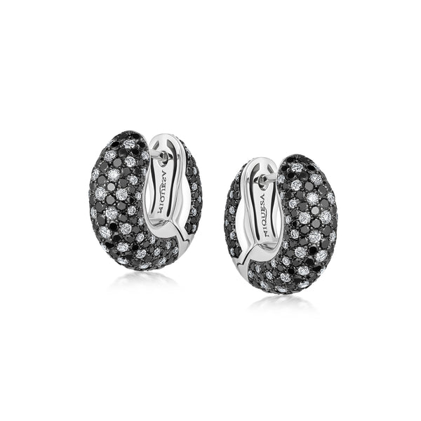 Starlight Small Black and White Diamond Galaxy Hoop Earrings