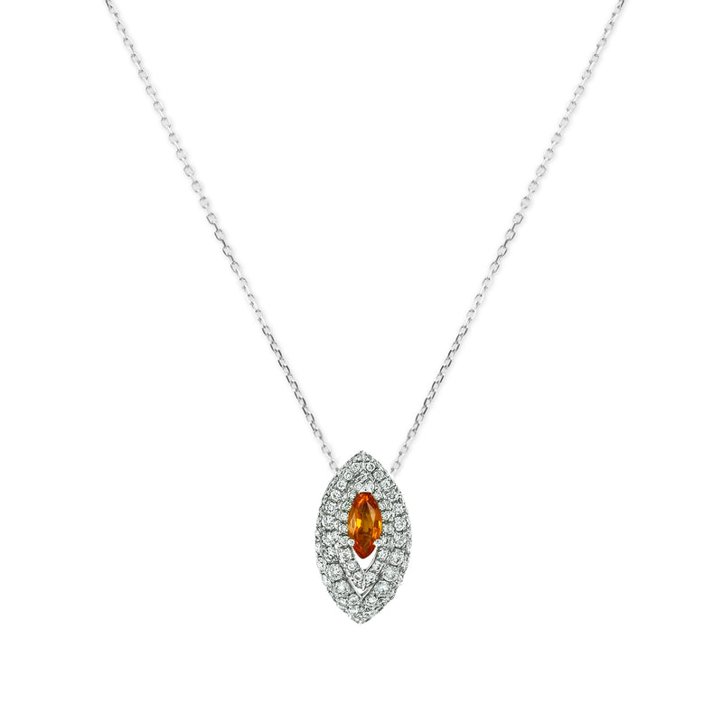 Gemma Orange Sapphire and Diamond Pave' Pendant