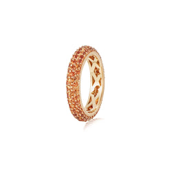 Starlight Three Row Orange Sapphire Yellow Gold Ring