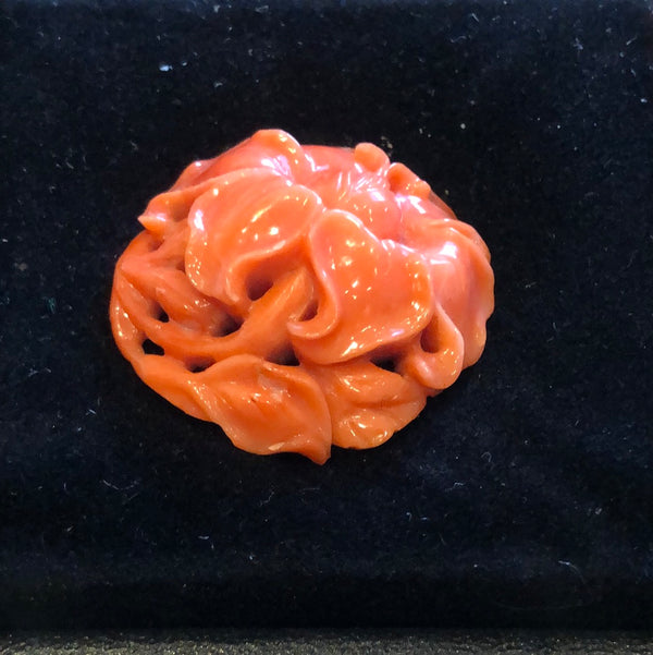Hand Carved Antique Coral Flower